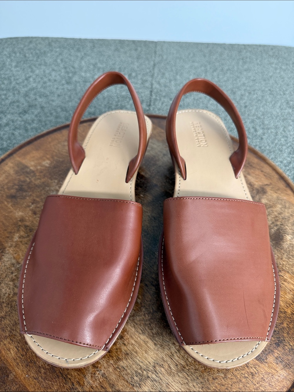 Reaction Kenneth Cole Sandals Wm 11 Fine Glass Brown Faux Leather Slingback - Picture 3 of 12
